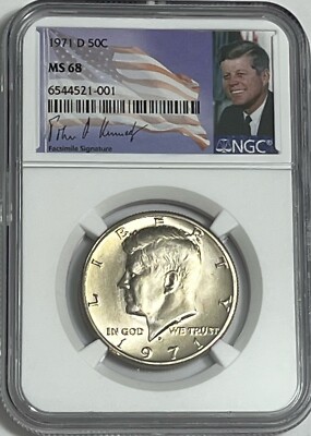 1971 D NGC MS68 Mint State Clad Kennedy Half Dollar Business