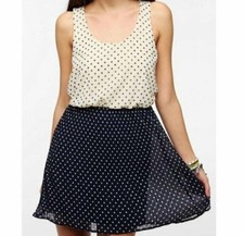 Pins & Needles Urban Outfitters Skirt Dress Medium Blue White Polka Dot Pleated