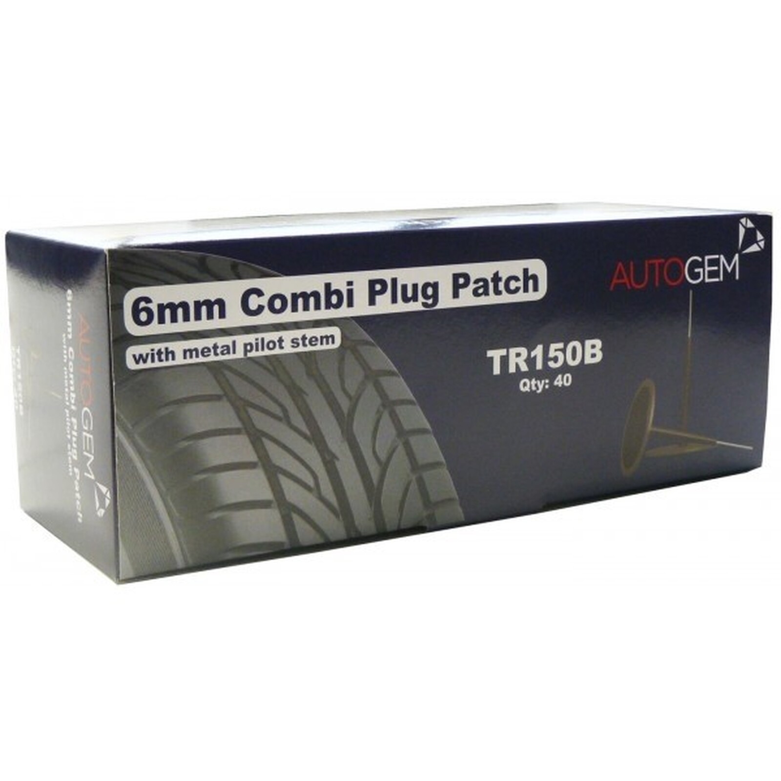 Combi Plug Patches With Metal Pilot Stem For Tyre Glue x 40 - Autogem TR150B