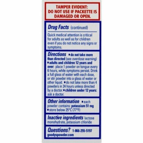 Goody's Extra Strength Headache Powders Stick Pain Reliever Aid 50 Ct Pack of 2 - Picture 4 of 4