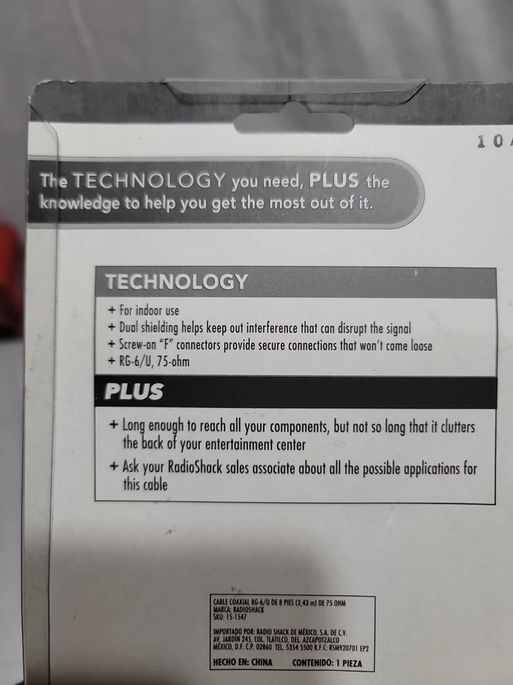 Radio Shack 8-FT Black (2.43M) Coax AV Cable TV Telephone Internet Data Video - Image 4 of 4