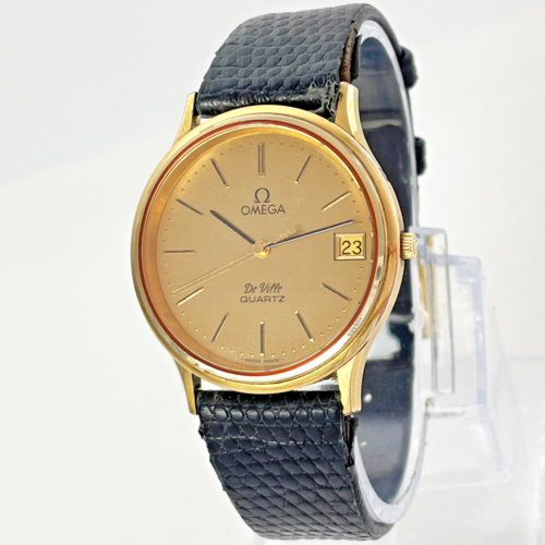 Vintage lata 70. Omega De Ville zegarek 196.0158 kal.1332 kwarcowy okrągły złoty męski męski - Zdjęcie 1 z 15