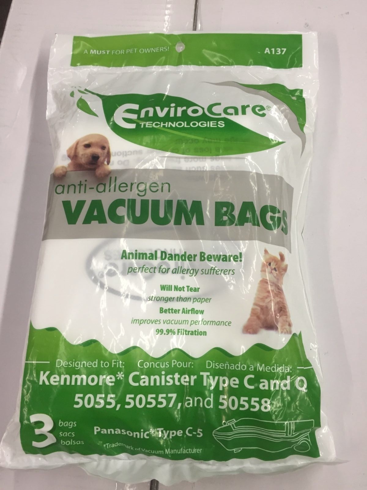 Allergen canister Cloth hepa Vacuum Bag Kenmore 50558 5055 50557 C Q
