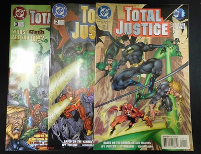 TOTAL JUSTICE 1-3 DC COMIC SET COMPLETE ACTION FIGURES PRIEST BERNADO 1996 FN+