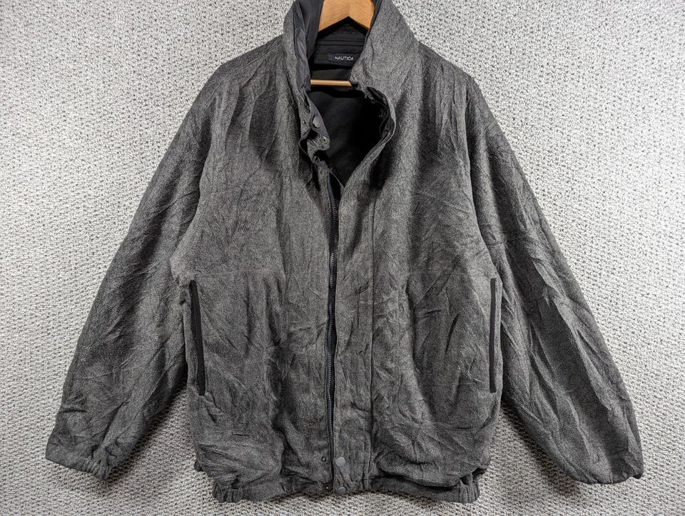 Chaqueta de lluvia NAUTICA Yachting para hombre negra reversible nailon rompevientos lana XL Foto 4 de 4