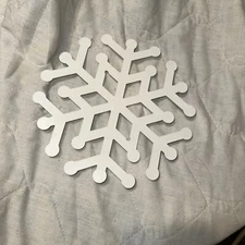 Enameled White Snowflake Trivet! 8” x 8”
