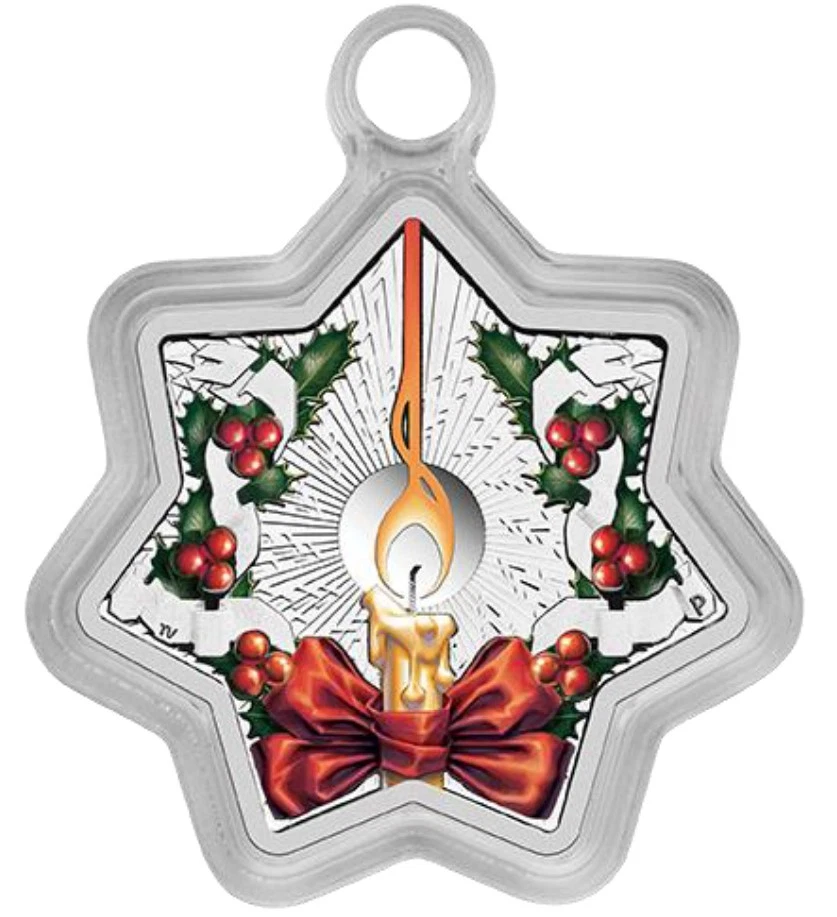 Moneda de 1 dólar Australia Christmas Tree 2016 1 oz de plata en forma de estrella a prueba Foto 4 de 4