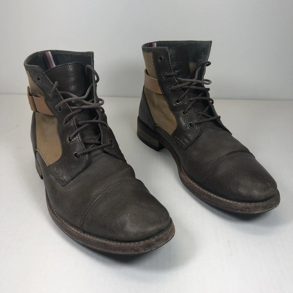 TED BAKER Men s Ruulen Brown Lace Ankle Leather Boots Sz 9 US eBay