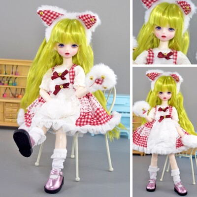 Handmade 30cm Lovely BJD Doll Cute Handpainted Face Girls Xmas Gift Assembled