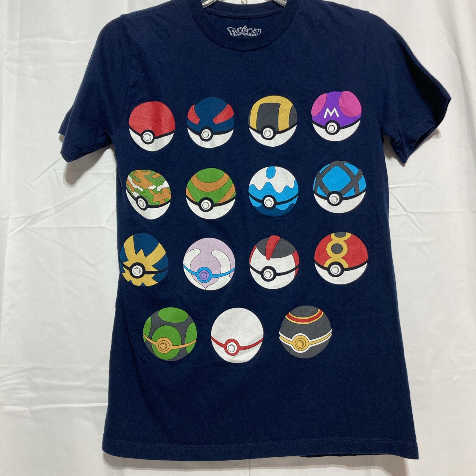 Pokemon Balls T-Shirt Unisex XS Dark Blue Pokeball Master 2016
