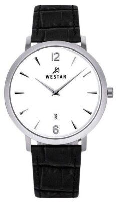 Westar Profile Lederriemen Weiß Zifferblatt Quarz 50219STN101 Herrenuhr