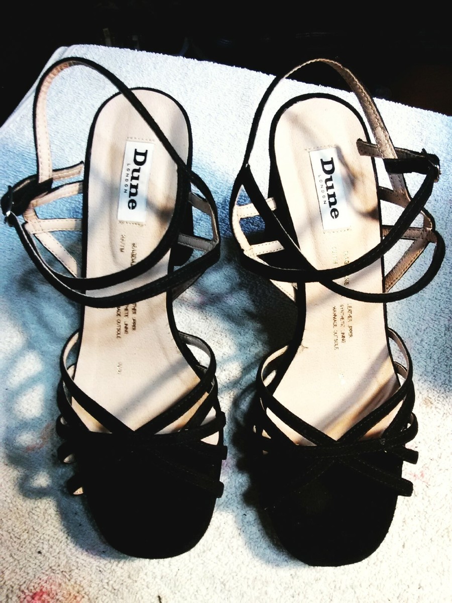 Dune London Woman's Black Suede Block Heel Sandals size 7M