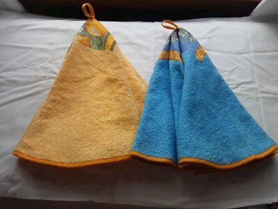 PROVENCE FRANCE 2  27'' LaCIGALE  Round Terry Hand Towels   Blue & Yellow 