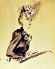 Decor Poster.Interior design.Art fashion woman 1940s drawing.6287