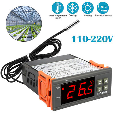 Digital Temperature Controller STC-1000 Thermostat w/ NTC Sensor AC 110V 220V
