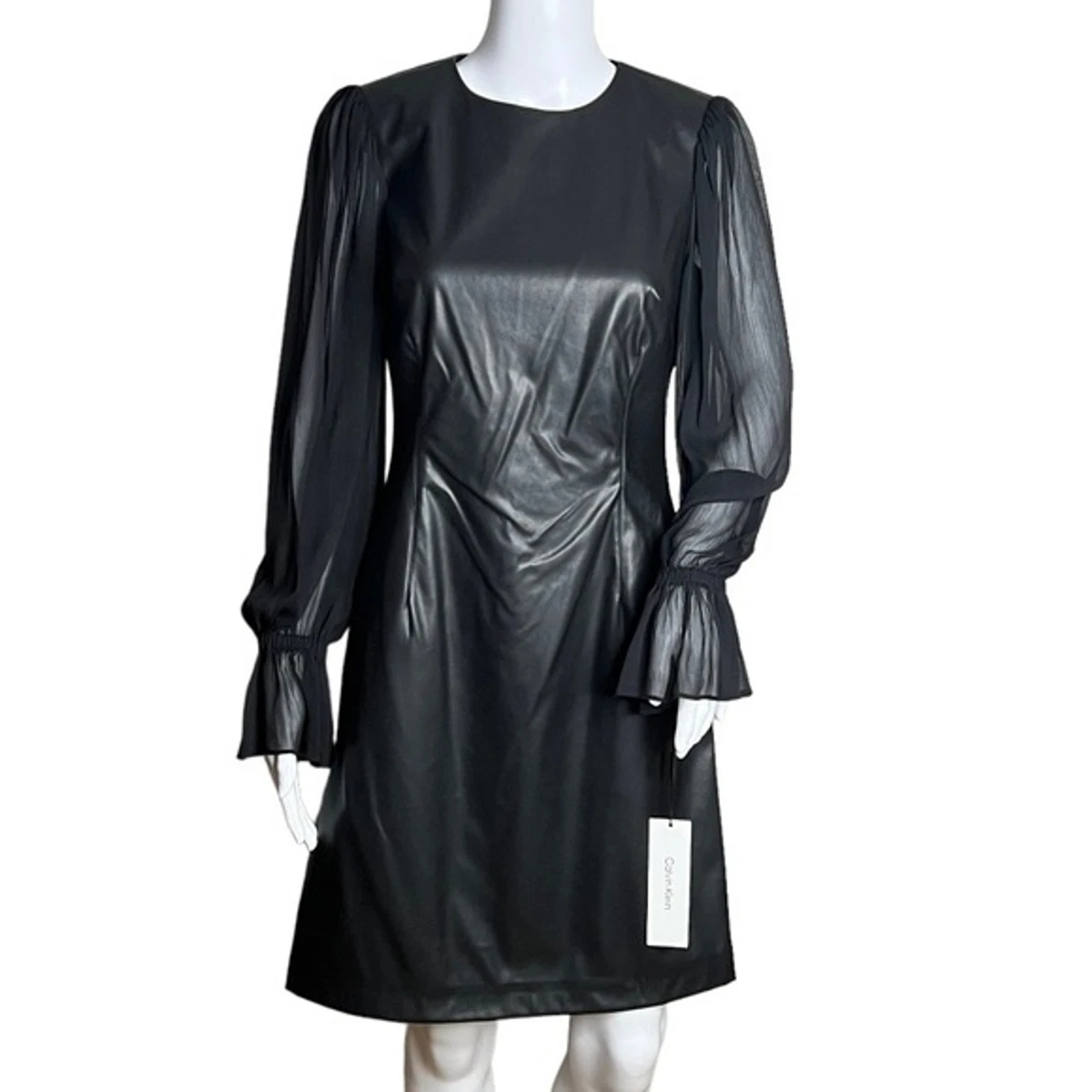 dress code holiday festive Calvin Klein Black Faux Leather Dress main image 1