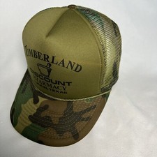 VTG Timberland Disc Pharmacy Lufkin Texas Camo Trucker Hat Snapback Rope Mesh