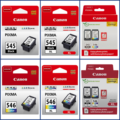 Genuine Canon PG-545 Black + CL-546 Colour Ink Cartridge 2-Pack – For PIXMA MG2550, IP2840, IP2850
