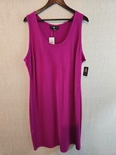 Ashley Stewart Magenta Ribbed Tank Dress Size 22/24 Sleeveless Casual Wear