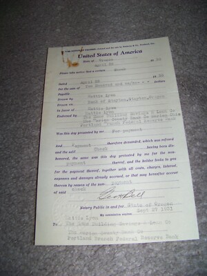 1930 Bushong & Co Hattie Lyon George H. Bell Notary Public Portland Oregon