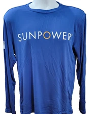 Sport-Tek Shirt Mens XL Blue Dri Fit Long Sleeve Sunpower Logo Workwear NWOT