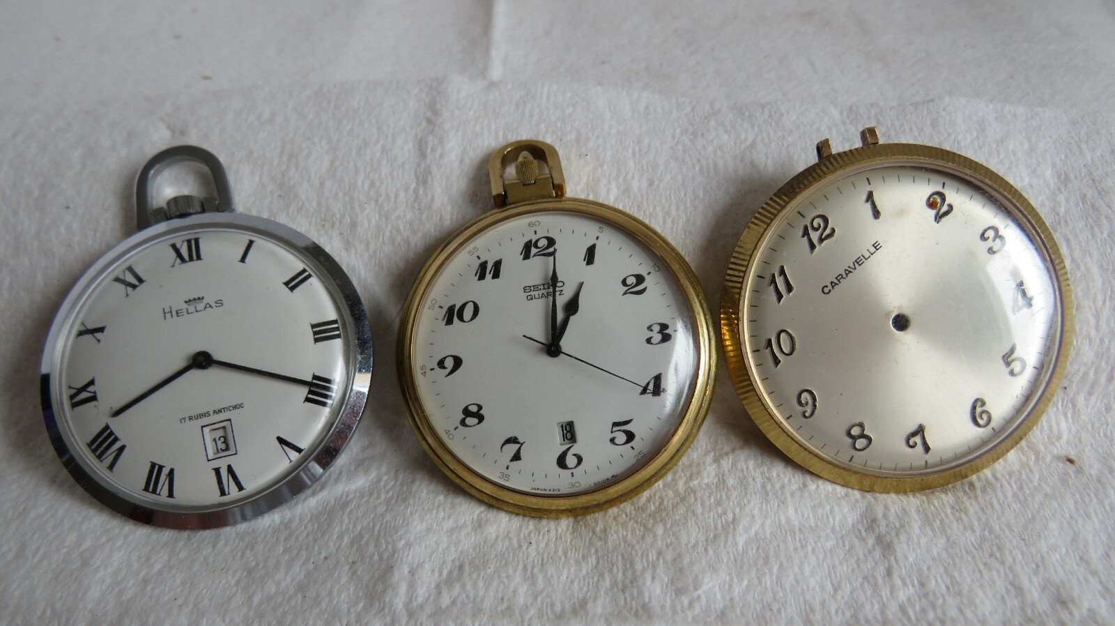 P12 Vintage Used 2 Pocket Watches Parts Repair, 1 Case, Steam Punk Lot