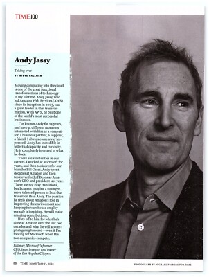 Andy Jassy FULL PAGE magazine CELEBRITY CLIPPING photo article Cloud Computing 