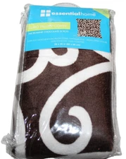 Essential Home Euro Pillow Cover Pillowcase -  Micromink  Chocolate Scroll 