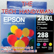 4-PACK EPSON GENUINE 288XL BLACK  288 COLOR INK NO RETAIL BOX XP-430 XP-434