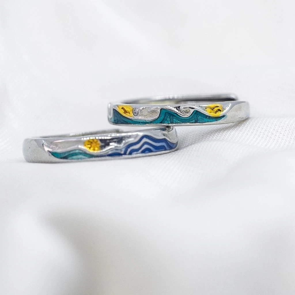 Wave couple sale promise ring set