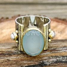 Aqua Chalcedony Ring 925 Sterling Silver Ring Handmade Ring Boho Ring Women Ring