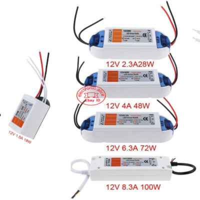 DC12V 18W 48W 73W 100W AC 90-240V to DC LED Driver Converter Power Supply White