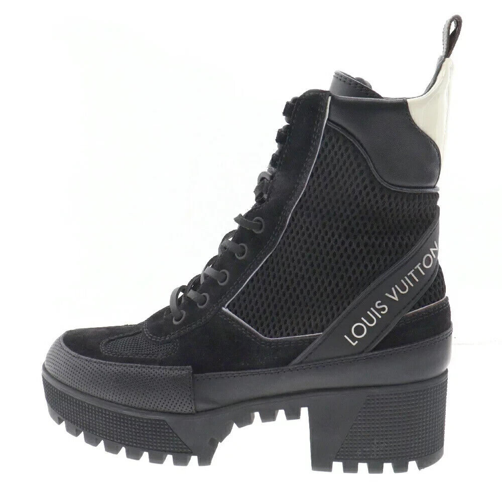 LOUIS VUITTON MA1108 Logo Mesh Leather Ankle Boots 36.5 LOUIS VUITTON MA1108 Logo Mesh Leather Ankle Boots 36.5