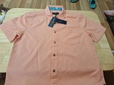 New Men's Size Medium Button Down Shirt, Light Orange By Margaritaville