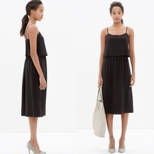 Madewell 0 Camisole Overlay Silk Slip Dress Black