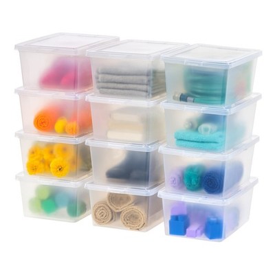 USA 17 Qt Clear Storage Box, BPA-Free Plastic Stackable Bin with Lid, 12 Pack, C