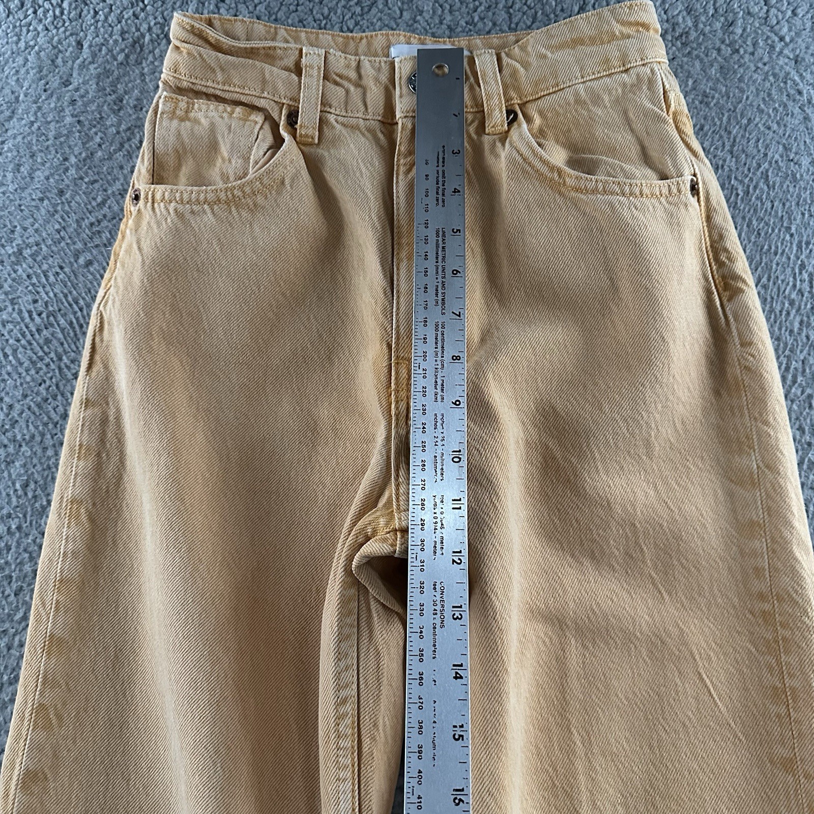 Zara Womens Jeans Orange Size 2 High Rise Raw Hem Stretch Denim Cotton Blend thumbnail 5