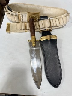 Repro Spanish American War Belt & M1880 Hunting Knife & Sheath