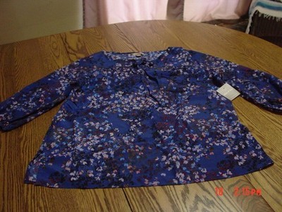 Womens 3/4 sleeve Lightweight Tie front Peasant Blouse Top by White Stag