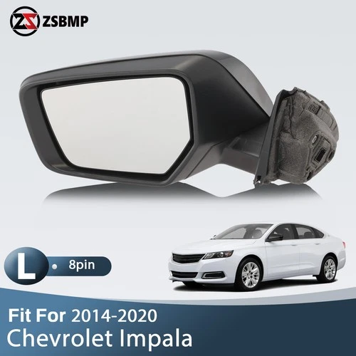 Driver Side Mirror For 2014-2020 Chevrolet Impala Matte Black 8 Pin (22936943)