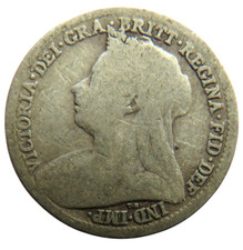 1898 Queen Victoria Silver Threepence Coin - Great Britain