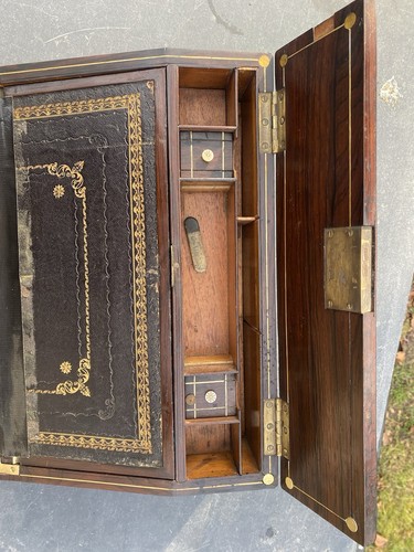 Handsome Antique Writing Slope With Rosewood Veneers - Picture 4 of 24