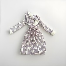 Girls Purple W/ White Hearts Print Fleece Robe With Pockets Sz S 4-6