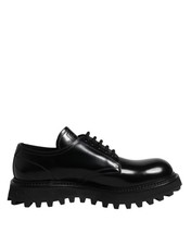 Dolce & Gabbana Black Leather Lace Up Trekking Dress Men's Shoes Authentic
