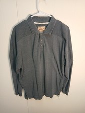 Polo uomo Woolrich manica lunga grigio scuro vestibilità classica grande cotone anni 90