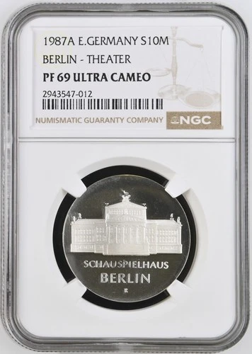 Germany Democratic Republic Silver 10 Mark 1987 NGC PF69 UC BERLIN THEATER T.POP