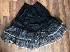 Vintage 1950  s Can Can Circle Skirt Black Lace / Mesh Atomic Starburst /leaf