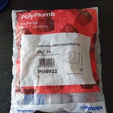 polypipe polyplumb Pb6922 - 22mm demountable socket blank end x 10 - new