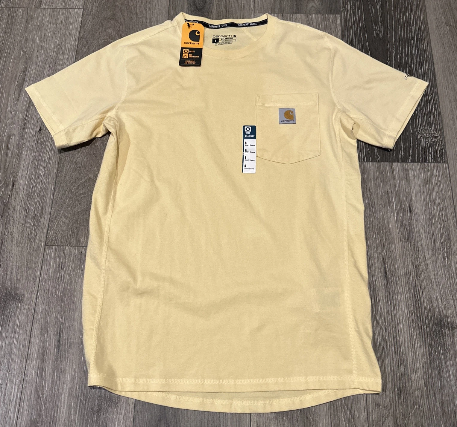 Carhartt Force Men’s T-Shirt Relaxed Fit Pocket UPF Wicks/Fast Dry Yellow S NWT