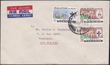 SARAWAK SABAH 1968 mixed issues on cover from Penang to New Zealand........D6666